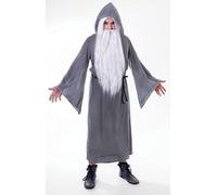 Adulti Mago Mantello Grigio Magia Halloween Fiaba Costume