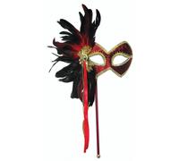Bristol Novelty - Maschera con piume su bastone - Donna (BN943)
