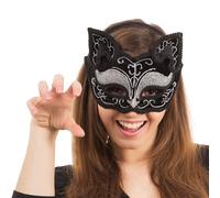 Bristol Novelty - Maschera da gattina nera decorata (BN651)