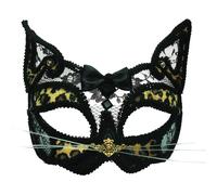 Bristol Novelty - Maschera leopardata in pizzo trasparente - Unisex (BN642)