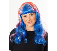Adulto Union Jack Kings Incoronazione Inghilterra Rosso Bianco Blu Costume Wig