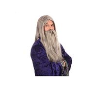 Adulti Grigio Mago Stregone Magico Incantesimo Stampo Parrucca Lungo Barba