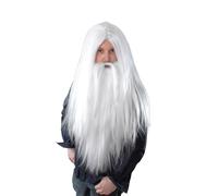 Bristol Novelty - Parrucca e barba lunghe da mago - Uomo (BN1866)