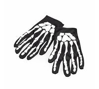 Halloween Guanti Scheletro Adulti Bianco Nero Osso Stampa Accessorio Vestito