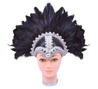 Bristol Novelty Ba072 Casco da Donna con Piume Intrecciate, Taglia Unica, Colore Nero Halloween