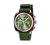 Briston Clubmaster Classic Chronograph 40mm Gold Acetate Olive Green Dial Olive Green NATO Strap 19140.SA.T.26.NOL