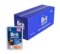 Brit Cibo umido premium per gatti, filetti delicati in salsa con salmone, cibo per gatti ricco di proteine, 24 x 85 g