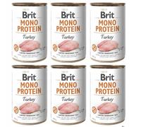 Brit Mono Protein Tacchino Cibo Umido per Cani, Tacchino, 6 x 4, Gustoso, Sano