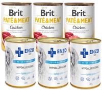 BRIT PATE E CARNE DI POLLO 3x400g & ENZO VET Dieta ipoallergenica ipoallergenica con tacchino per cani 3x400g