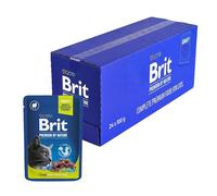 Brit Premium - Busta per cibo umido per gatti sterilizzati, gusto agnello in salsa, senza additivi artificiali, 24 x 100 g