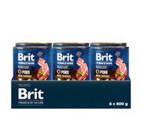 Brit Premium Cibo Umido per Cani, Maiale con Trachea, 6 x 800 g | Alimento al maiale dalla consistenza a paté: delizioso, favorisce la salute della pelle e del pelo e supporta la digestione.