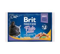 Brit Premium - Multipack per cibo umido per gatti, 4 sapori, pesce in salsa, 4 x 100 g