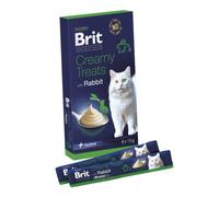 Brit Premium - Snack Cremosi per Gatti, Coniglio, 6 x 15 g | Perfetti come ricompensa, a basso contenuto calorico, arricchiti con taurina, senza grano, senza mais e senza soia