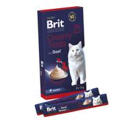 Brit Premium - Snack Cremosi per Gatti, Manzo, 6 x 15 g | Perfetti come ricompensa, a basso contenuto calorico, arricchiti con taurina, senza grano, senza mais e senza soia