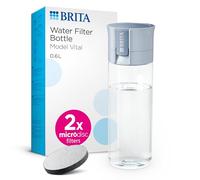 BRITA Borraccia Filtrante Vital azzurra (600 ml) incl. 2xfiltri MicroDisc - riduce cloro, impurità organiche, PFAS, ormoni e pesticidi e preserva i minerali essenziali