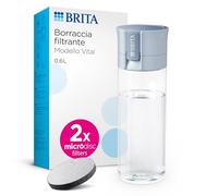 BRITA Borraccia Filtrante Vital azzurra (600 ml) incl. 2xfiltri MicroDisc - riduce cloro, impurità organiche, PFAS, ormoni e pesticidi e preserva i minerali essenziali