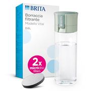 BRITA Borraccia Filtrante Vital verde (600 ml) incl. 2xfiltri MicroDisc - riduce cloro, impurità organiche, PFAS, ormoni e pesticidi e preserva i minerali essenziali