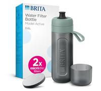BRITA Borraccia sportiva con filtro dell'acqua modello Active verde scuro (600 ml) con 2 filtri MicroDisc - bottiglia spremibile senza BPA da viaggio, filtro per bere e lavabile in lavastoviglie