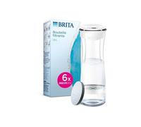 BRITA Bottiglia di filtro Bianca Grafite, riduce Cloro, Piombo e Altre impurità organiche per Acqua di Rubinetto Più Puro, 6 filtri MicroDisc Inclusi