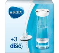 BRITA bottiglia filtro bianco grafite (1,3 L), 3 filtri MicroDisc inclusi - Ridotto** alcuni PFAS***, cloro, particelle fini