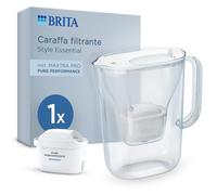 BRITA caraffa filtrante MAXTRA Style Essential, 1x filtro Pure Performance | Bianco (2.4L) adatta alla porta frigo con LED Smart Light e coperchio flip, filtro acqua riduce PFAS, cloro, metalli e altro