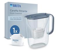BRITA caraffa filtrante MAXTRA Style Essential, 1x filtro Pure Performance | Blue (2.4L) adatta alla porta frigo con LED Smart Light e coperchio flip, filtro acqua riduce PFAS, cloro, metalli e altro