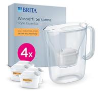 BRITA Caraffa filtrante Style Essential Blanca (2.4L) incl. 4x MAXTRA PRO Expert in calce | compatibile con la porta del frigorifero, con indicatore LED, filtra calce, metalli e molto altro ancora