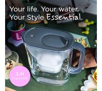 BRITA Caraffa filtrante Style Essential Blu (2,4L) incl. 6x MAXTRA PRO PURE PERFORMANCE | compatibile con la porta del frigorifero, con indicatore LED, filtra impurità, metalli e molto altro ancora