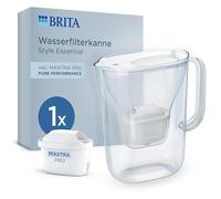 BRITA Filtro acqua Style Essential bianco (2,4 l) con 1 x Brita Maxtra Pro Pure Performance - Caraffa adatta al frigorifero con LED Smart Light e coperchio pieghevole, filtra le impurità e altro