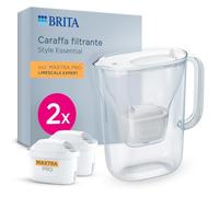 BRITA Maxtra Style Essential, caraffa filtrante per acqua, 2 filtri Expert | Caraffa bianca da 2,4 l, adatta per porta del frigorifero con LED Smart Light e coperchio ribaltabile per filtrazione extra
