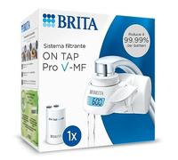 BRITA ON TAP Pro V-MF incl. 1 x filtro acqua rubinetto V-MF (600L) - riduce cloro, 99,99% dei batteri, PFAS - display contalitri digitale