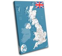 Britain United Kingdom Atlas Maps Flags SINGLE TELA parete arte foto stampa