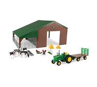 Britains John Deere Hangar - Statuine di animali compatibili con trattori in scala 1:32, adatto per collezionisti e bambini dai 3 anni in su, 47024, rosso