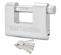 Britanium® BRB80 Lucchetto Corazzato Per Container Con 5 Chiavi - Archetto Antitaglio Da 13 Mm, Resistente Alle Intemperie | Lucchetto Antiscasso Ad Alta Sicurezza Per Container