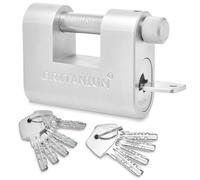 Britanium® BRL85 Lucchetto Antiscasso Corazzato - Serratura per Cancello Esterno, Garage e Container - Lucchetto Monoblocco con 10 Chiavi, Alta Sicurezza per Magazzino e Saracinesca Blindata