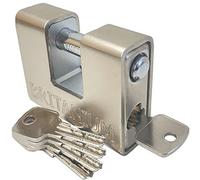 Britanium® BRP74 Lucchetto Antiscasso Corazzato - Serratura per Cancello Esterno, Garage e Container - Lucchetto Monoblocco 74mm con 5 Chiavi, Alta Sicurezza per Magazzino e Saracinesca Blindata