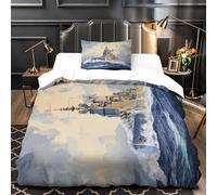 Britannico King George V Corazzata 3D Stampa Digitale Militare 2 Pezzi Set Copripiumino Copripiumino Con Cerniera Set Di Biancheria Da Letto Microfibra Morbido E Federe Per Bambini Single（135x200cm）