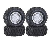 BritBolt 4pcs da 1,9 pollici da 96 mm in gomma con ruote in plastica compatibili con 1 a 10 scale RC Crawler e modelli simili come Wraith Yikong D110(Silvery 1 set)