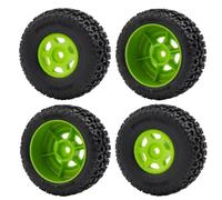 BritBolt 4pcs Pneumatici per ruote in gomma in plastica con cerchi compatibili con 1 14 scale fuori strada RC come Mojave Grom Mega 380 Parti di sostituzione di aggiornamento(Green)