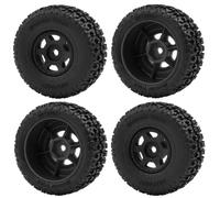 BritBolt 4pcs Pneumatici per ruote in gomma in plastica con cerchi compatibili con 1 14 scale fuori strada RC come Mojave Grom Mega 380 Parti di sostituzione di aggiornamento(Black)