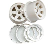 BritBolt ruota con anello di beadlock set per 1 scargia a 5 auto RC compatibili con i modelli I rofun rovan km 5b ss(Front White)