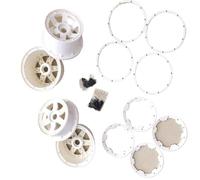 BritBolt ruota con anello di beadlock set per 1 scargia a 5 auto RC compatibili con i modelli I rofun rovan km 5b ss(Front and Rear White)