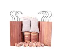 Brite Lightingtech Blocchi di cedro per riporre vestiti, 60 pezzi, cedro rosso, palline di cedro, anelli di cedro e sacchetti di cedro per armadi e cassetti