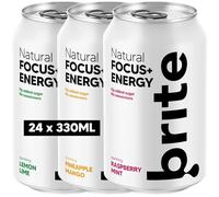 Brite Natural Focus. Bevanda energetica e alternativa al caffè per aumentare la produttività. A base vegetale, a basso contenuto calorico, vegana, senza glutine. Mix 24 x 330 ml.
