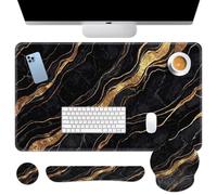 Britimes Set di tappetini per mouse 4 in 1 con tastiera e poggiapolsi per tastiera, poggiapolsi e sottobicchiere, design ergonomico per casa, ufficio, computer, 89,9 x 40,6 cm