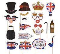 British Accessories Props - Set di 20 decorazioni per feste con bandiera britannica Inghilterra, selfie
