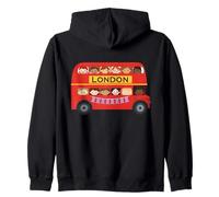 British Bus Iconic Trasporto pubblico a Due Piani Londra Regno Unito Felpa con Cappuccio