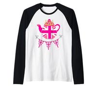 British Celebration, bandierine Rosa Union Jack per Mamme da Donna Maglia con Maniche Raglan