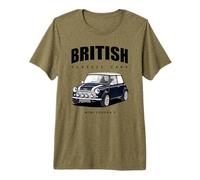 British Classic Car Dark Blue Mini Auto Sportiva Maglietta Premium