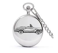 British Classic car Herald 948 Cabrio ref250 effetto peltro design su una cassa argento lucido regalo uomo orologio da tasca fob